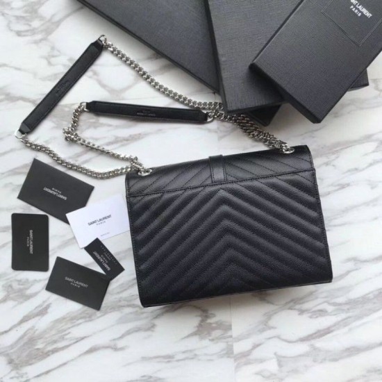 Replica YSL Saint Laurent Envelope Small Bag Grain Embossed Silver Hardware Fake YSL Saint Laurent Envelope Small Bag Grain Embossed Silver Hardware Replica