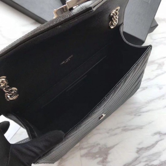 Replica YSL Saint Laurent Envelope Small Bag Grain Embossed Silver Hardware Fake YSL Saint Laurent Envelope Small Bag Grain Embossed Silver Hardware Replica