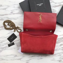 Fake YSL Saint Laurent Medium Reversible Kate Suede and Smooth Leather Red Replica
