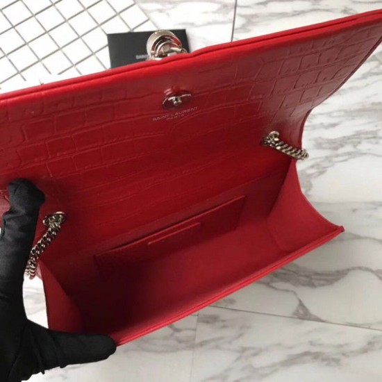 Replica Saint Laurent Medium Kate Monogram Crocodile Leather Shoulder Bag Red Fake Saint Laurent Medium Kate Monogram Crocodile Leather Shoulder Bag Red Replica