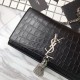 Replica Saint Laurent Medium Kate Monogram Crocodile Leather Shoulder Bag Black Fake Saint Laurent Medium Kate Monogram Crocodile Leather Shoulder Bag Black Replica