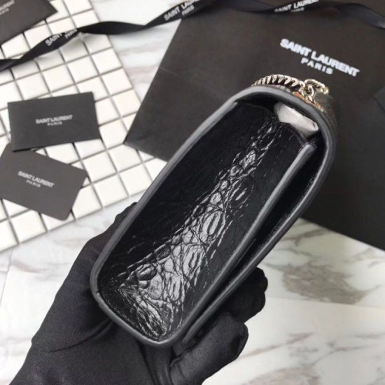 Replica Saint Laurent Medium Kate Monogram Crocodile Leather Shoulder Bag Black Fake Saint Laurent Medium Kate Monogram Crocodile Leather Shoulder Bag Black Replica