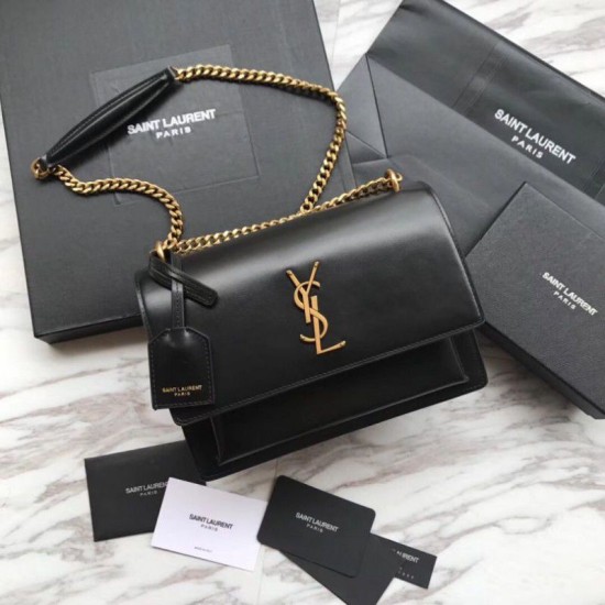 Fake YSL Saint Laurent Sunset Medium Smooth leather Back Gold Hardware Replica Replica YSL Saint Laurent Sunset Medium Smooth leather Back Gold Hardware