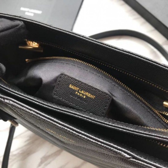 Fake YSL Saint Laurent Tribeca Small Shopping Bag Grain Embossed Leather Black Replica Replica YSL Saint Laurent Tribeca Small Shopping Bag Grain Embossed Leather Black
