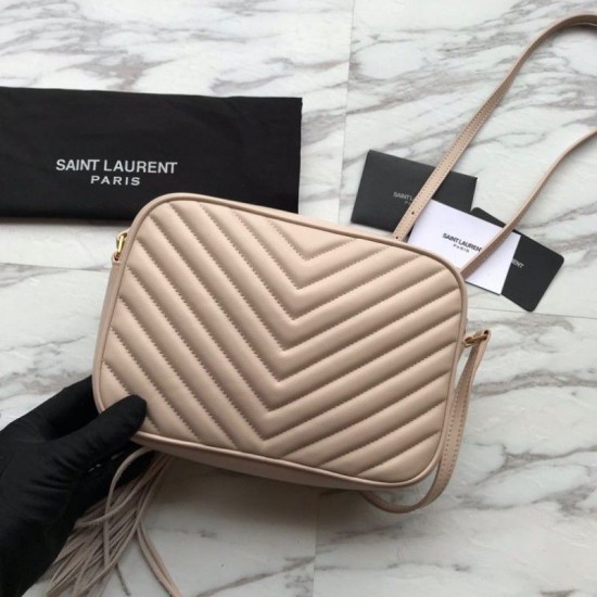 Fake YSL Saint Laurent Medium LouLou Chain Bag Matelasse Leather Apricot Replica Replica YSL Saint Laurent Medium LouLou Chain Bag Matelasse Leather Apricot