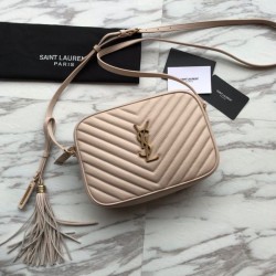 Replica YSL Saint Laurent Medium LouLou Chain Bag Matelasse Leather Apricot