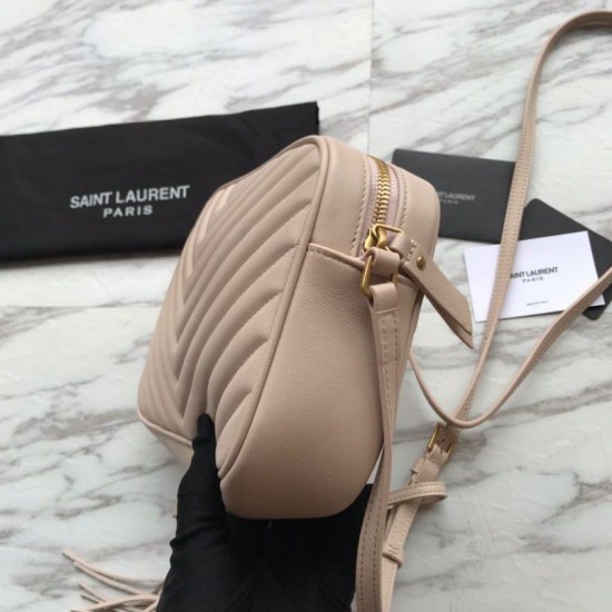 Fake YSL Saint Laurent Medium LouLou Chain Bag Matelasse Leather Apricot Replica Replica YSL Saint Laurent Medium LouLou Chain Bag Matelasse Leather Apricot