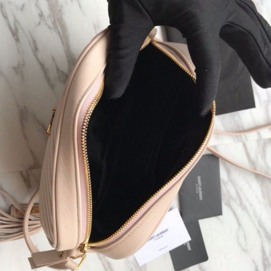 Fake YSL Saint Laurent Medium LouLou Chain Bag Matelasse Leather Apricot Replica Replica YSL Saint Laurent Medium LouLou Chain Bag Matelasse Leather Apricot