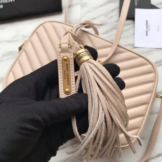 Fake YSL Saint Laurent Medium LouLou Chain Bag Matelasse Leather Apricot Replica Replica YSL Saint Laurent Medium LouLou Chain Bag Matelasse Leather Apricot