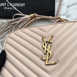 Replica YSL Saint Laurent Medium LouLou Chain Bag Matelasse Leather Apricot