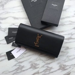 Fake YSL Saint Laurent Classic Monogram Wallet Smooth Leather Black Replica