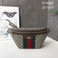 Fake Gucci Vintage Canvas Belt Bag 575082 Brown Replica