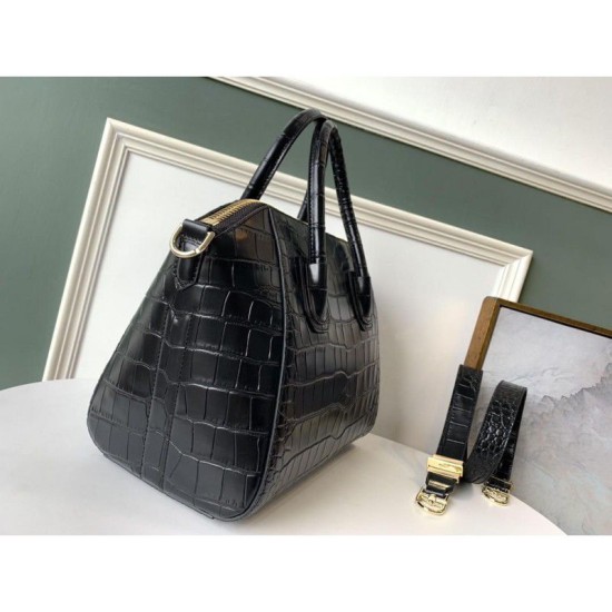 Fake Givenchy Antigona Crocodile Pattern Tote Handle Bag Black Replica Fake Givenchy Antigona Crocodile Pattern Tote Handle Bag Black Replica
