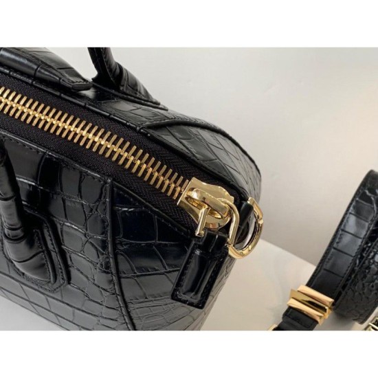 Fake Givenchy Antigona Crocodile Pattern Tote Handle Bag Black Replica Fake Givenchy Antigona Crocodile Pattern Tote Handle Bag Black Replica