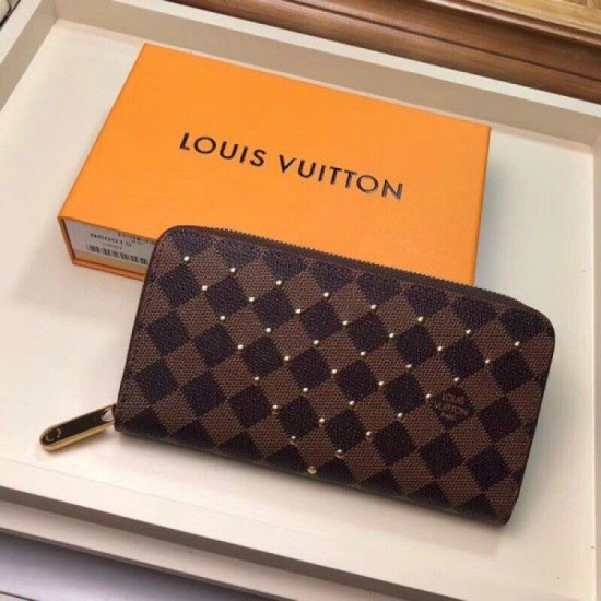 Fake Louis Vuitton Zippy Wallet Damier Ebene Studs N60122 Replica