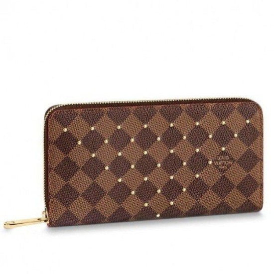 Fake Louis Vuitton Zippy Wallet Damier Ebene Studs N60122 Replica