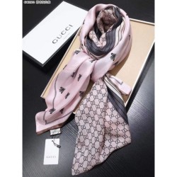 Replica Gucci Bee Cashmere Silk Scarf Black