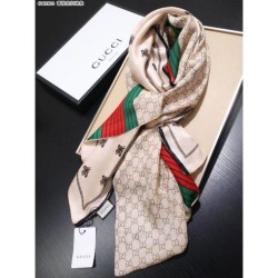 Replica Gucci Bee Cashmere Silk Scarf Red