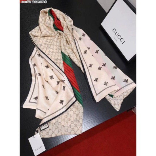 Replica Gucci Bee Cashmere Silk Scarf Red