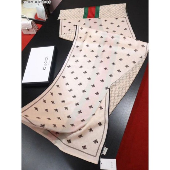 Replica Gucci Bee Cashmere Silk Scarf Red