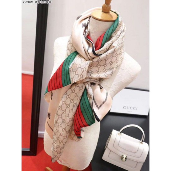Replica Gucci Bee Cashmere Silk Scarf Red