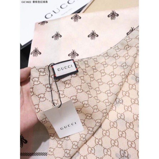 Replica Gucci Bee Cashmere Silk Scarf Red