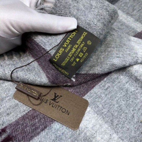 Replica Louis Vuitton Cashmere Silk Scarves Gray