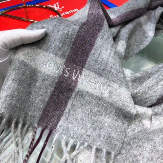 Replica Louis Vuitton Cashmere Silk Scarves Gray