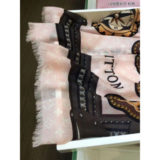 Replica Louis Vuitton Monogram Cashmere Silk Scarves Pink