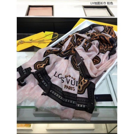 Replica Louis Vuitton Monogram Cashmere Silk Scarves Pink