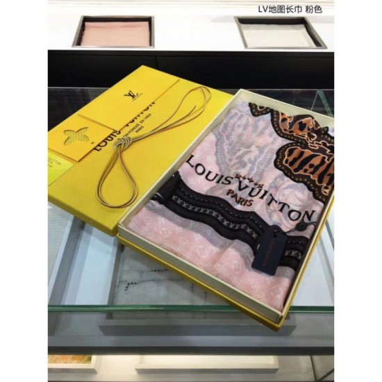 Replica Louis Vuitton Monogram Cashmere Silk Scarves Pink