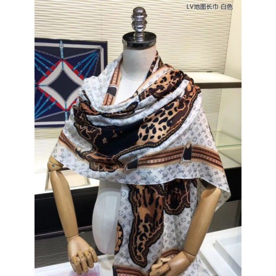 Replica Louis Vuitton Monogram Cashmere Silk Scarves White