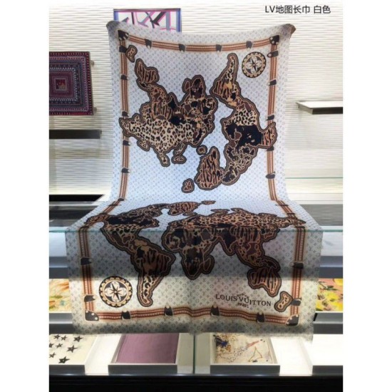 Replica Louis Vuitton Monogram Cashmere Silk Scarves White