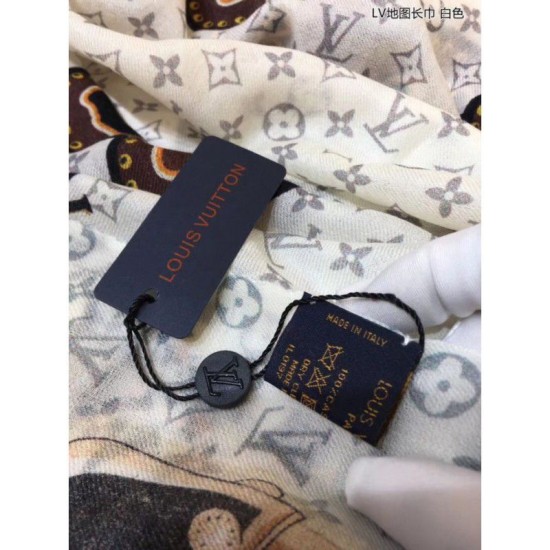 Replica Louis Vuitton Monogram Cashmere Silk Scarves White
