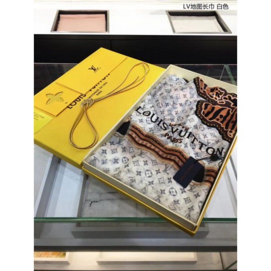 Replica Louis Vuitton Monogram Cashmere Silk Scarves White
