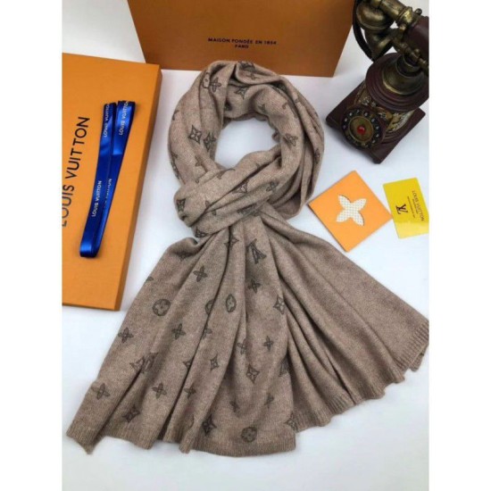 Fake Louis Vuitton Classic Cashmere Scarf Apricot Replica