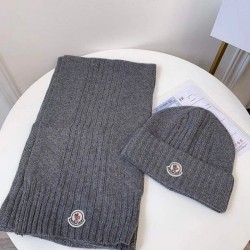 Replica Moncler Mouth Knitted Scarf Hat Gray
