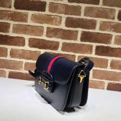 Fake Gucci 1955 Horsebit Small Shoulder Bag 602204 Dark Blue Replica