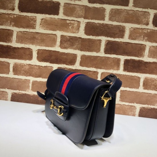 Fake Gucci 1955 Horsebit Small Shoulder Bag 602204 Dark Blue Replica