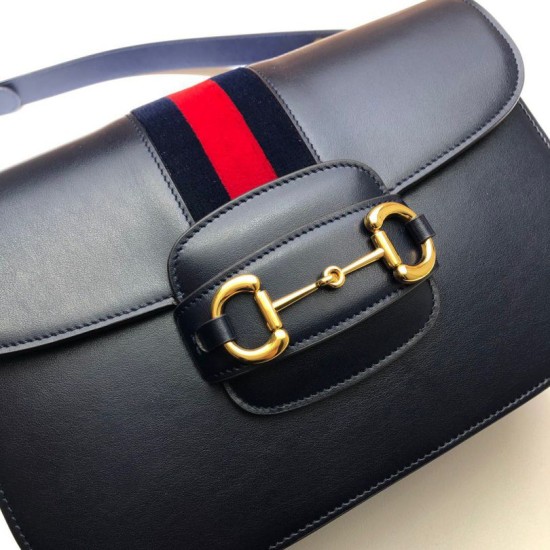 Fake Gucci 1955 Horsebit Small Shoulder Bag 602204 Dark Blue Replica
