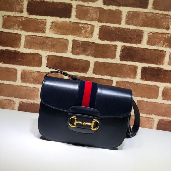 Fake Gucci 1955 Horsebit Small Shoulder Bag 602204 Dark Blue Replica