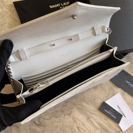 Replica YSL Saint Laurent Monogram Envelope Chain Wallet Grained Leather White Replica YSL Saint Laurent Monogram Envelope Chain Wallet Grained Leather White