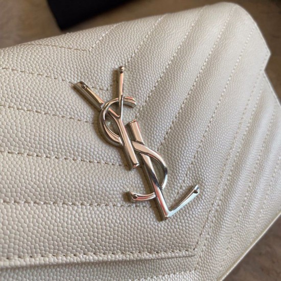 Replica YSL Saint Laurent Monogram Envelope Chain Wallet Grained Leather White Replica YSL Saint Laurent Monogram Envelope Chain Wallet Grained Leather White