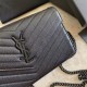 Fake YSL Saint Laurent Monogram Envelope Chain Wallet Grained Leather Black Black Hardware Replica Replica YSL Saint Laurent Monogram Envelope Chain Wallet Grained Leather Black Black Hardware