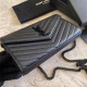 Fake YSL Saint Laurent Monogram Envelope Chain Wallet Grained Leather Black Black Hardware Replica Replica YSL Saint Laurent Monogram Envelope Chain Wallet Grained Leather Black Black Hardware