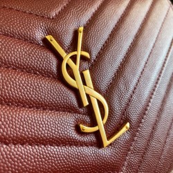 Fake YSL Saint Laurent Monogram Envelope Chain Wallet Grained Leather Claret Replica