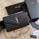 Fake YSL Saint Laurent Monogram Envelope Chain Wallet Grained Leather Black Gold Hardware Replica Replica YSL Saint Laurent Monogram Envelope Chain Wallet Grained Leather Black Gold Hardware