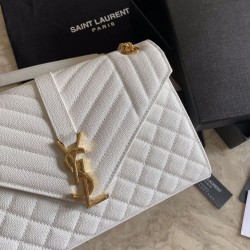 Fake YSL Saint Laurent Medium Envelope Bag Mix Matelasse White Replica