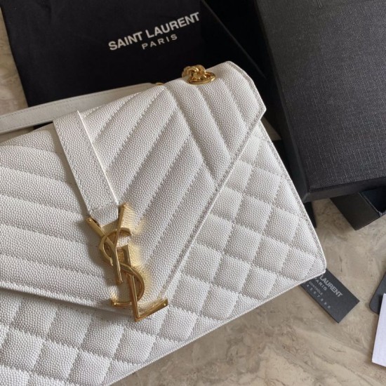 Replica YSL Saint Laurent Medium Envelope Bag Mix Matelasse White Fake YSL Saint Laurent Medium Envelope Bag Mix Matelasse White Replica
