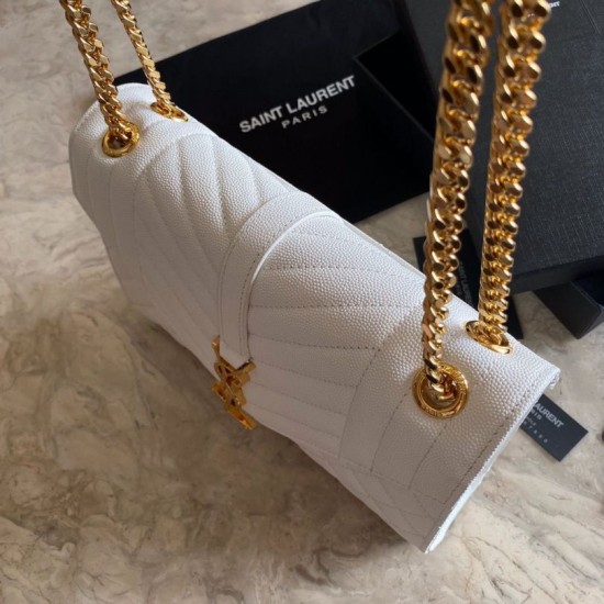 Replica YSL Saint Laurent Medium Envelope Bag Mix Matelasse White Fake YSL Saint Laurent Medium Envelope Bag Mix Matelasse White Replica